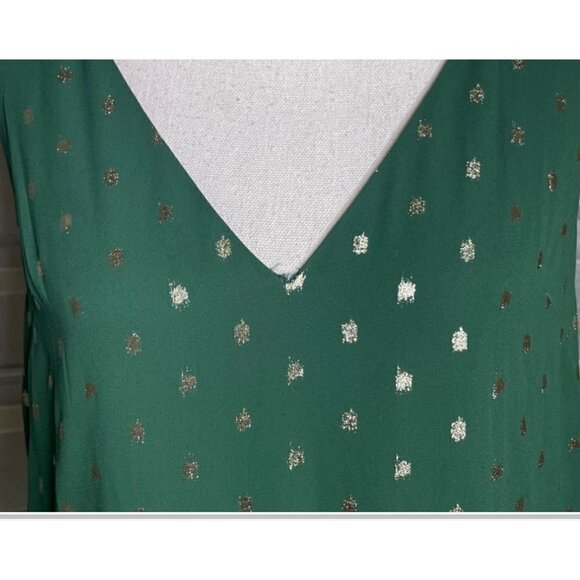 Ted Baker Cami Metallic Dot High/Low Shift Dress Green Womens Size 1 US 4 - Picture 11 of 15